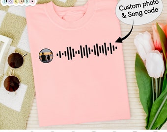 Custom Spotify Code Shirt, scannable code music shirt, personalized music player shirt, customized playlist with photo, music lover gifts