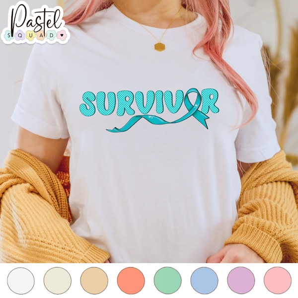 Ovarian Cancer Survivor, ovarian cancer awareness shirt, ovarian cancer gifts, PCOS shirt, teal ribbon shirt