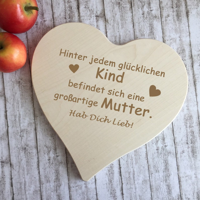 Frühstücksbrettchen HolzHerz mit Spruch eingraviert und Etsy