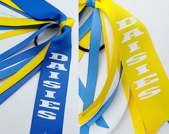 Personalized Girl Scout Ribbon Streamer, Daisies Hair Bow, Brownie Hair tie, Juniors Gift