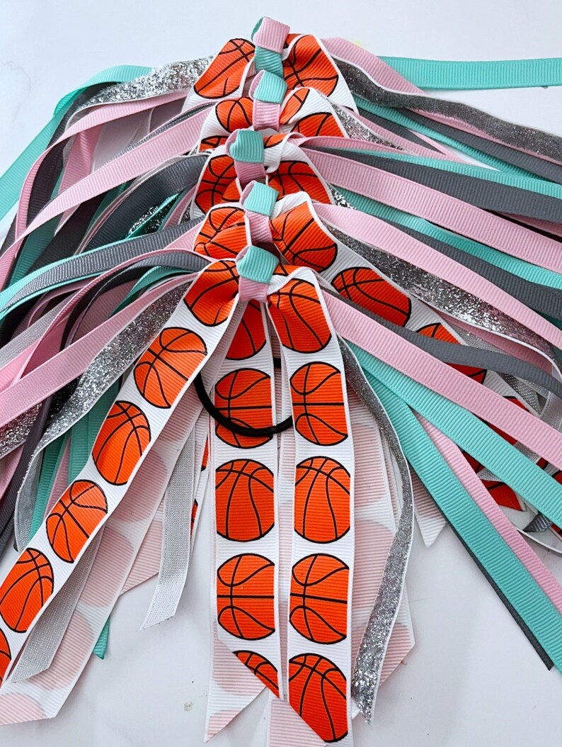 Basketball Ribbon Ponytail Streamer Hair Bow, Girls Hair Tie- Customize ...