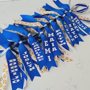 Softball Hair Bow Ribbon Streamer - Customize Colors and Personalization