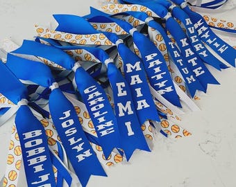 Softball Hair Bow Ribbon Streamer - Customize Colors and Personalization