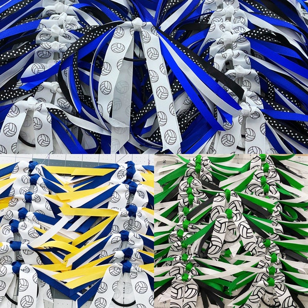 Volleyball bows, Team streamer, volleyball ribbons, volleyball hair tie, volleyball Hair Streamer, team bows, volleyball team hair bows