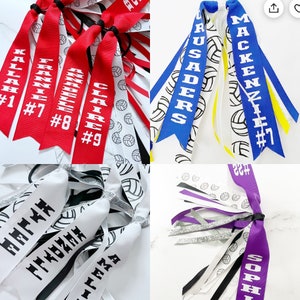 Volleyball bows, volleyball Hair Streamer, volleyball Ponytail, Fast Shipping, team spirit bows, volleyball team gifts, volleyball ribbons