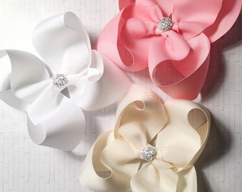 White Bow, girl bows, big bows, bows for girls, Baby Bows, Hair Bows with Clips, Baby Hair Bows, Toddler Hair Bows, sale bows