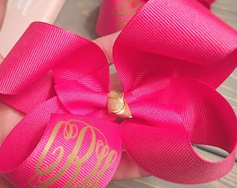 Monogrammed Grosgrain Hair Bow, Personalized Boutique Bow