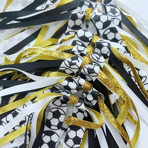 Soccer streamer, Soccer ribbons, Soccer hair tie, Soccer streamer, Soccer bow, team bows, soccer team hair bows, girl sport gift, team gifts image 5