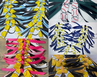 team streamers, Softball bow, Sports bows, softball team hair bows, Softball hair tie, Softball streamer, hair Streamer, Softball gift,