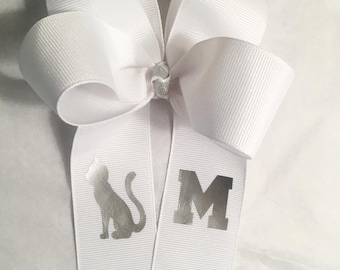 Personalized Glitter Grosgrain Boutique Hair Bow, Monogram Cheer Bow