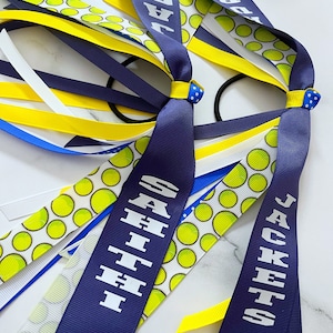 tennis ribbons, tennis bow, Sports bows, team hair bows, tennis hair tie, tennis hair streamer, tennis hair bow, girls sports hair bow