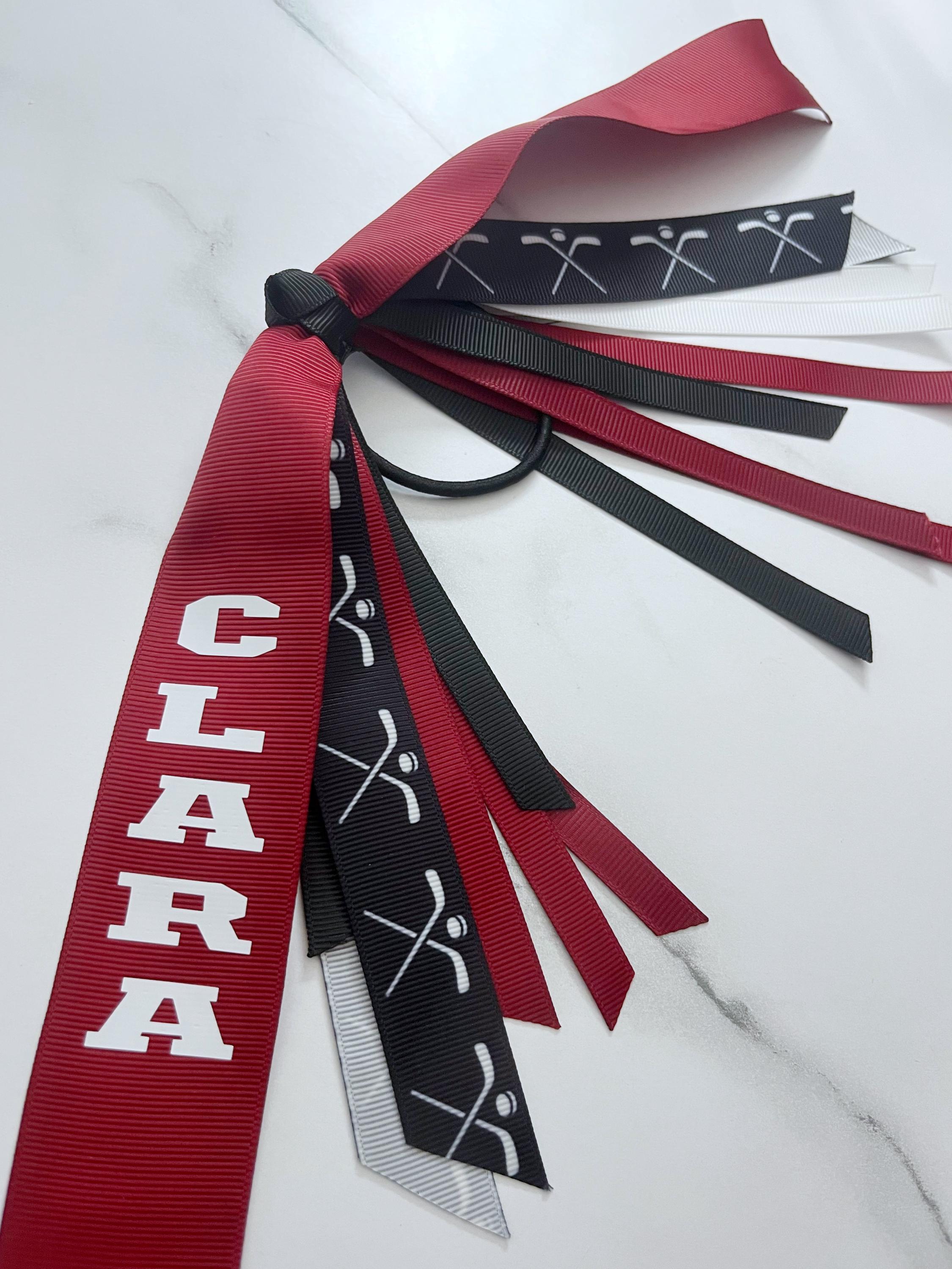Ice Hockey Ribbon Ponytail Streamer Hair Bow, Spirit Ribbons - Choose ...