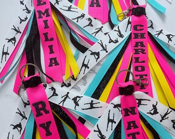 Personalized Dance Ribbon Keychain, Dancer Bag Tag, Dancer Gift - Customize Colors and/or add Glitter