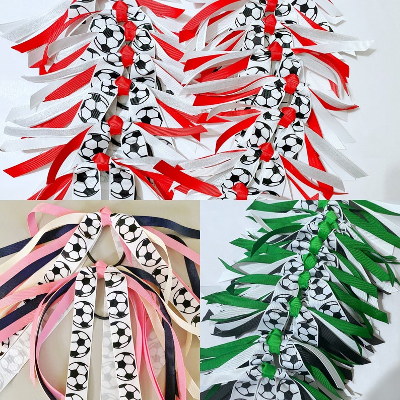 Soccer Streamer Soccer Ribbons Soccer Hair Tie Soccer Etsy