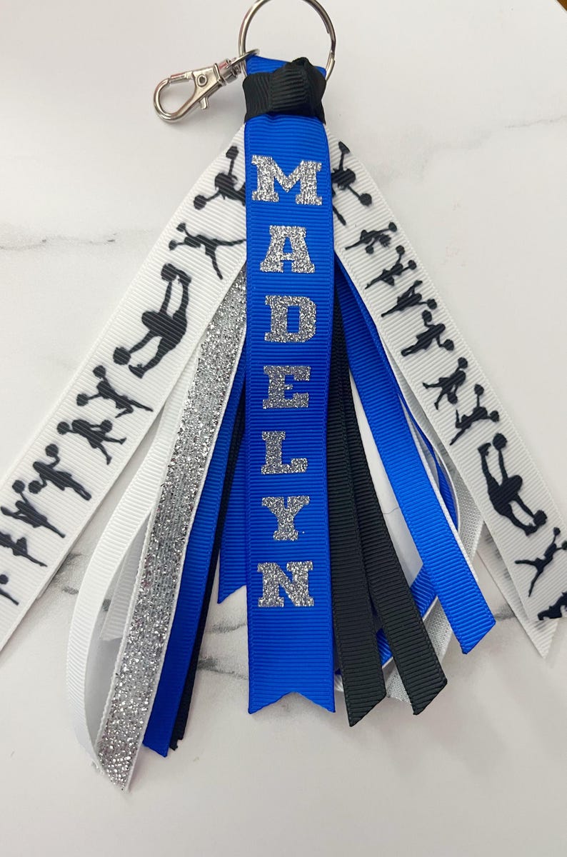 Personalized Cheer Ribbon Keychain, Cheerleader Bag Tag - Etsy