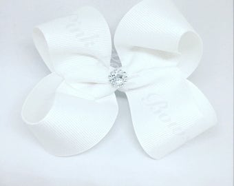 White bow, bows for girls, 4 inch Hair Bows, Baby Bows, Toddler Bows, Hair Bows with Clips, Baby Hair Bows, Toddler Hair Bows