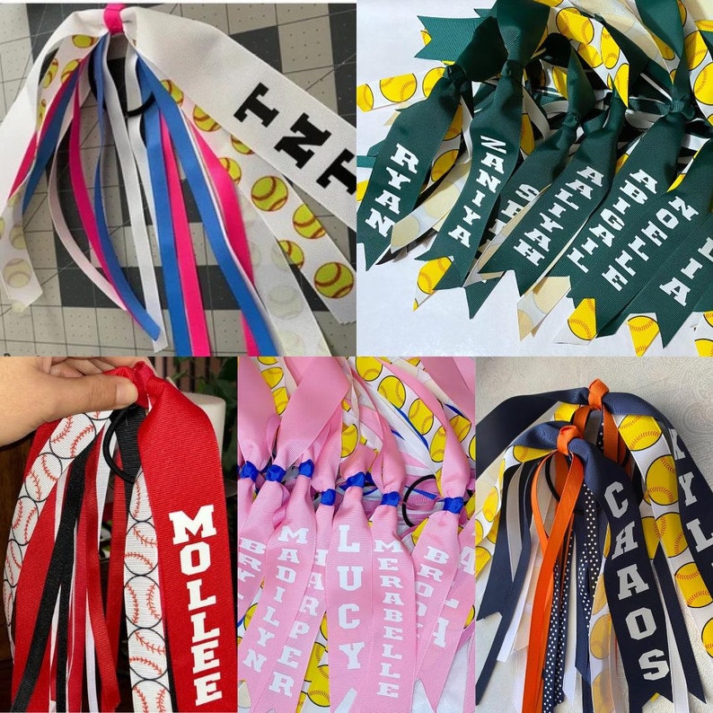 Softball Streamer Tournament Ribbons Softball Hair Ties Etsy