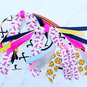 breast cancer ribbons, breast cancer sports bow, soccer breast cancer bow, softball breast cancer bow, softball ribbons, soccer ribbons
