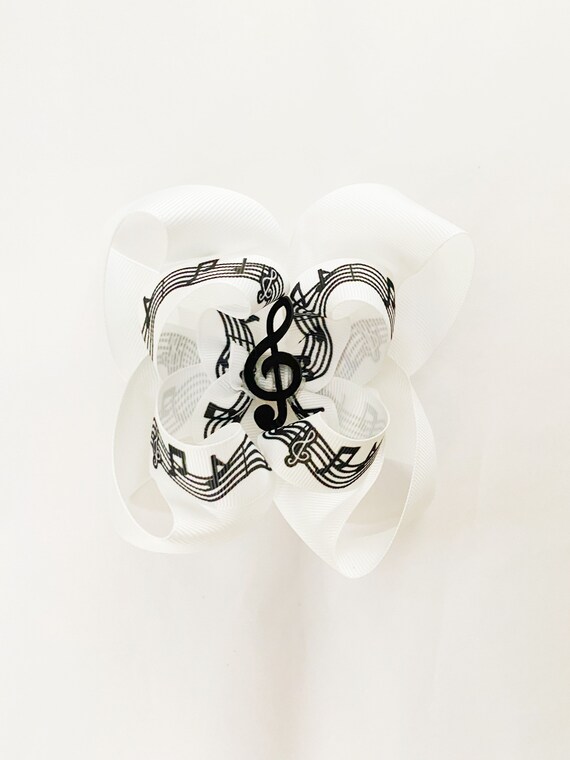 Musical Notes Hair Bow Clip Musical Notes Bow Music Hair Etsy