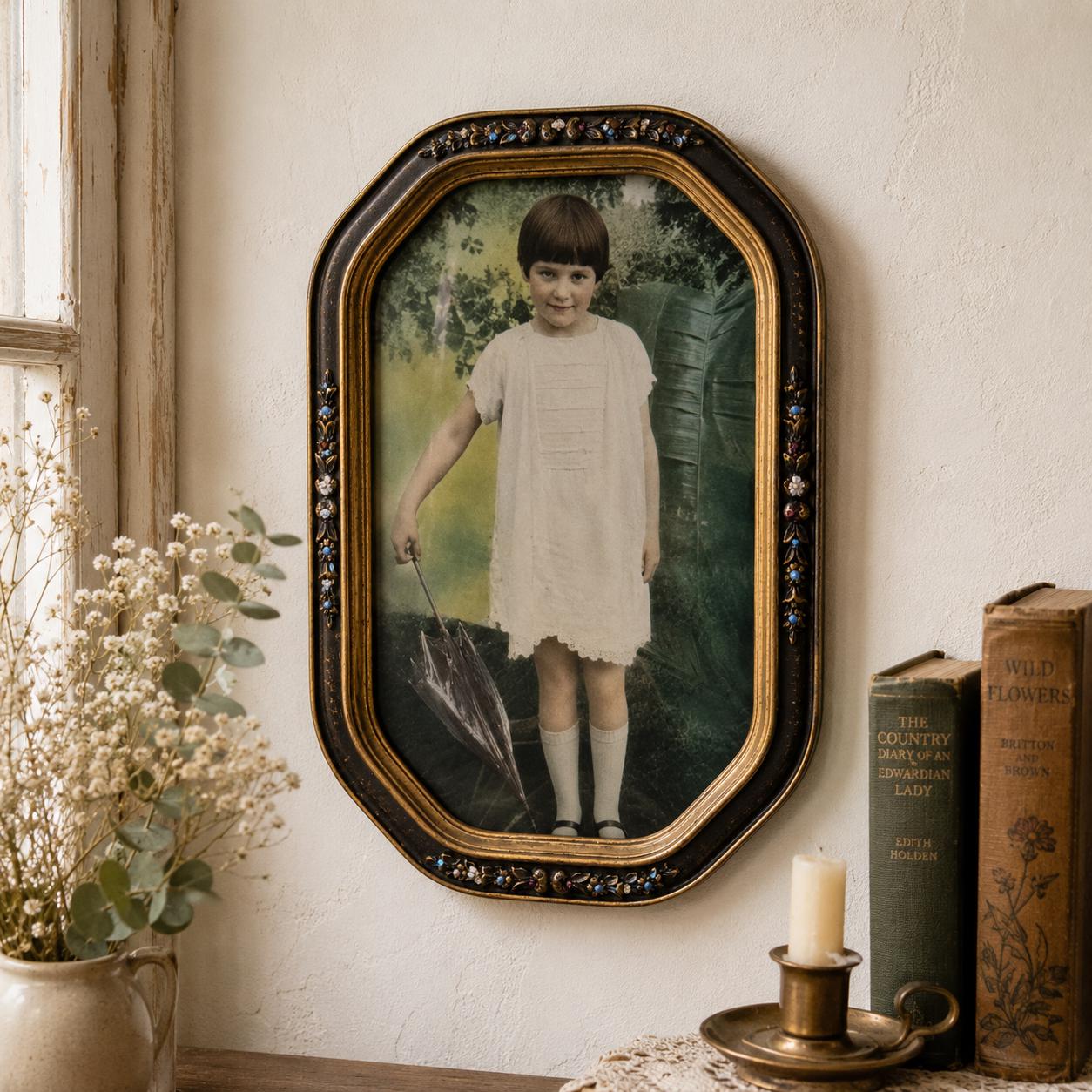 Antique picture frames oval bubble glass - Etsy 日本