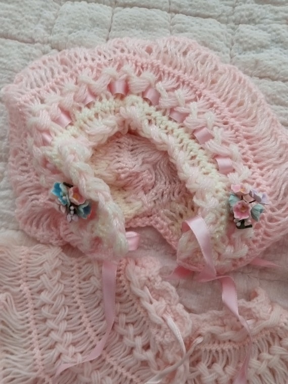 Vintage 1930s Baby Sweater Set, Baby Girl Sweater 