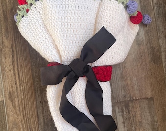 Crochet Rose Boquet Blanket - Handmade Blanket