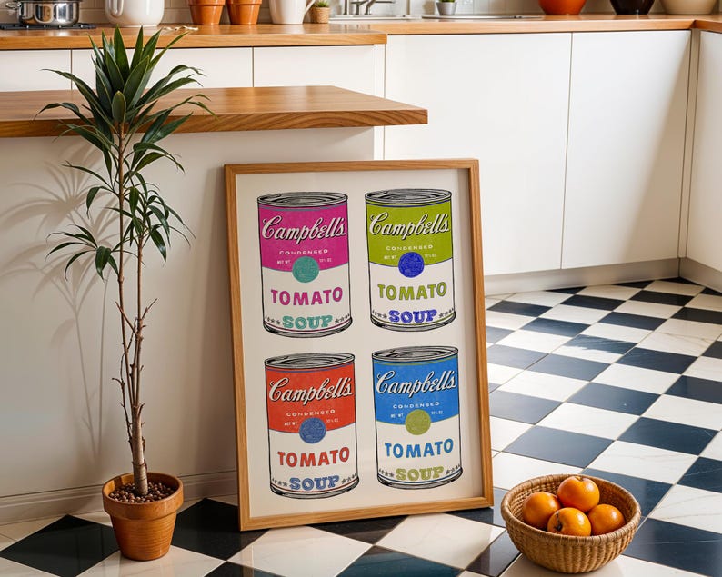 Campbell's Tomato Soup Pop Art Print: Watercolor Kitchen Decor (digital ...