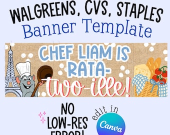 Walgreen NO LOW RES Editable Ratatouille Birthday Banner Template (2x6 Print) – Canva Design