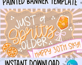 Spritz Birthday Banner Template | Hand-Painted Style Canva Decor (Digital Download)