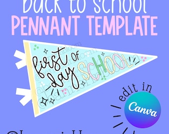 Editable Back to School | First Day of School Pennant Flag Banner | Trace & Paint Pennant Fla