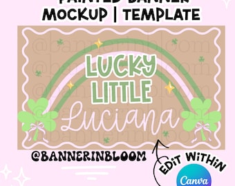 St. Patrick's Day Leprechaun Banner Mockup | Hand-Painted Canva Template (Digital Download)