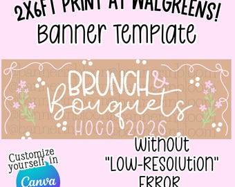 Brunch en boeketten Walgreens banner 2 x 6 ft | Homecoming | Hoco, roze | Bloemen | Direct downloaden (GEEN LAGE RESOLUTIE)