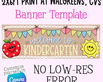 Walgreens 2x6 Banner Template | No Low-Res Error | Editable Canva Teacher Banner | Nostalgic Classroom Decor