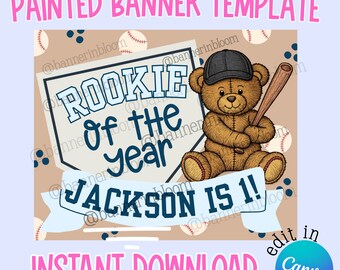 Editable Baseball Rookie of the Year Banner Template (Digital Download)