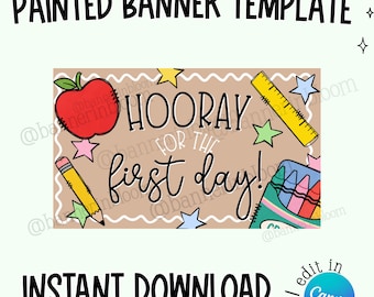 Back to School Banner Template | Hooray for the First Day | Projector Trace Brown Paper Banner | DIY Teacher Decor | Banner Artist