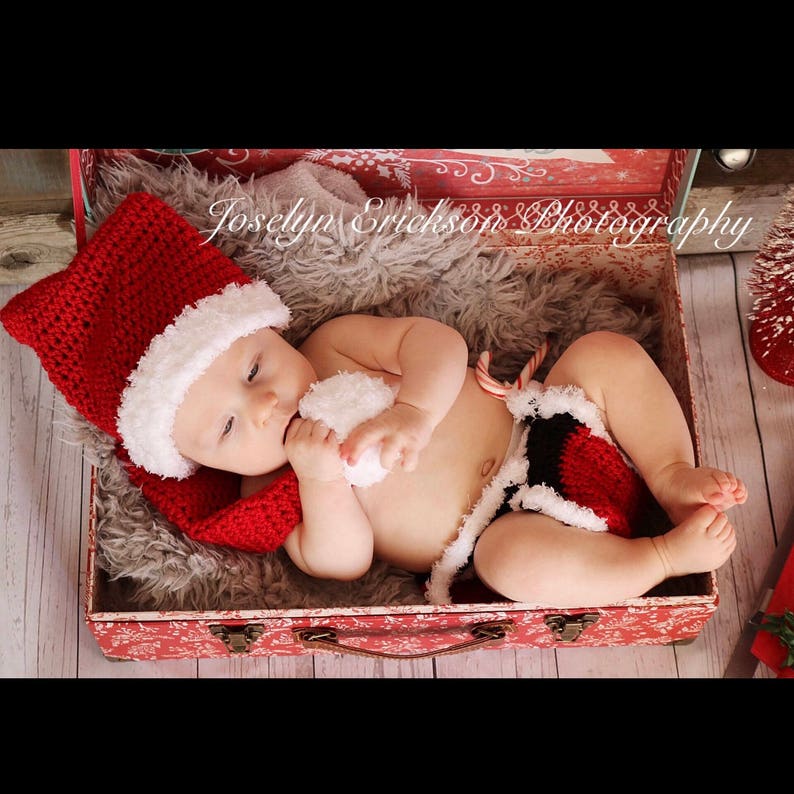 Long Santa Hat, Crochet Santa Hat, Newborn Santa Hat, Christmas Hat, Newborn Christmas Hat, Long Baby Santa Hat, Long Newborn Santa Hat image 3