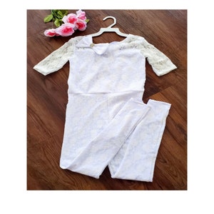 Girls White Lace Jumpsuit, Flower Girl Jumpsuit, Lace Jumpsuit, Fun Fashion Pageant Wear, First Communion Jumpsuit, Pageant Runway Jumpsuit