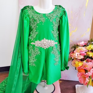 Girls Pageant Romper, Runway Jumpsuit, Fun Fashion Pageant Wear, Fun Fashion Outfit With Cape, Girls Romper With Cape, Pageant Clothing