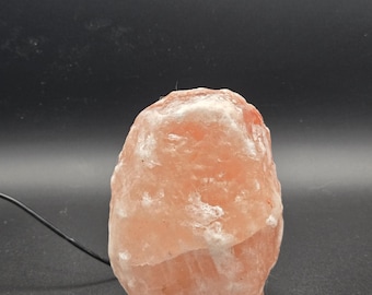 Himalayan Salt Lamp – Hand-Carved Pink Rock, Wooden Base, USB Night Light