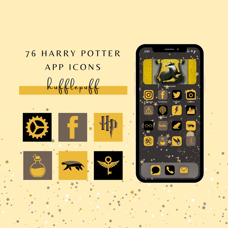 Hufflepuff HP Harry Potter Aesthetic App Icons iOS 14 iPhone Etsy