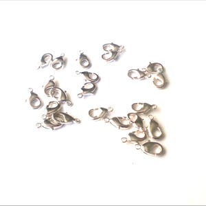 20 Silver 12mm brass lobster claw clasps - gold clasps - jewellery findings