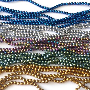 Hematite non magnetic faceted beads - hematite beads - 4mm beads - round beads - 5 colour options - gemstone beads
