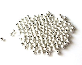 25 Silver stardust beads - 6mm beads - craft beads - jewellery making