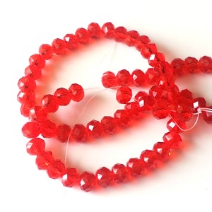 Red 8x6mm faceted rondelle glass beads - glass beads - rondelle beads