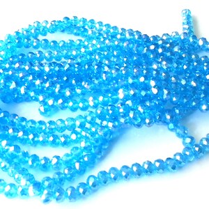 Blue 8x6mm faceted rondelle glass beads - glass beads - rondelle beads