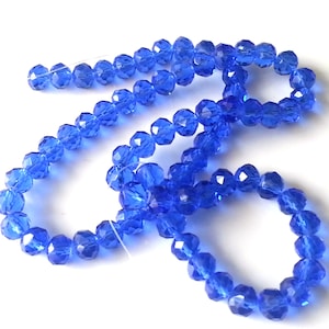 Blue 8x6mm faceted rondelle glass beads - glass beads - rondelle beads