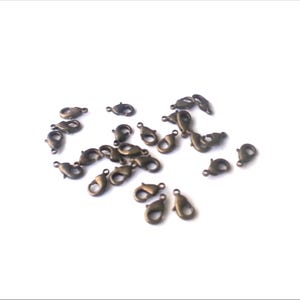 20 Bronze 12mm brass lobster claw clasps - bronze clasps - jewellery findings
