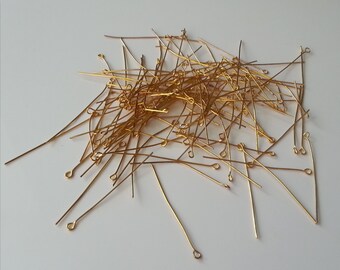 125 Gold eye pins - eye pin pins - jewellery supplies