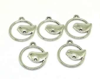 20 Silver bird charms - silver charms - alloy charms