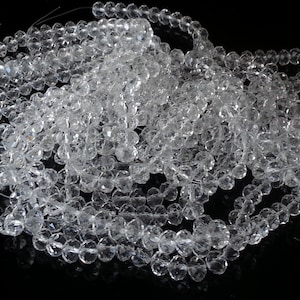 Clear 8x6mm faceted rondelle glass beads - glass beads - rondelle beads